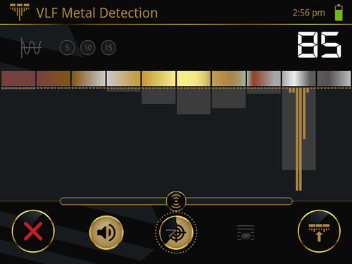 Screenshot of eXp 7000 VLF Metal Detection in Pinpoint Mode